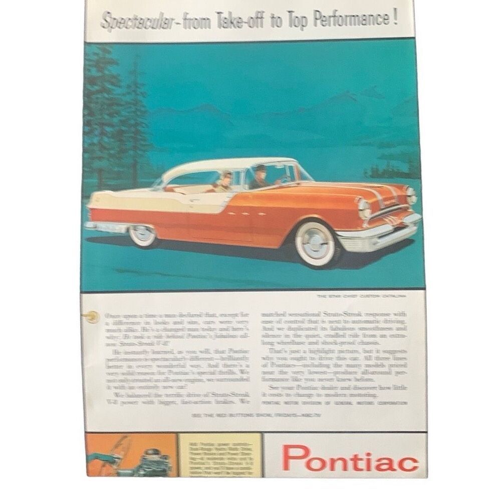 Vintage 1955 Pontiac Star Chief Custom Catalina Ad Advertisement
